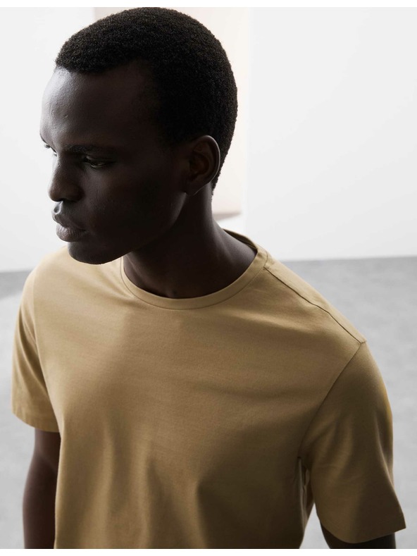 Marks & Spencer Prémium pamut póló, szűk szabás Marks & Spencer barna