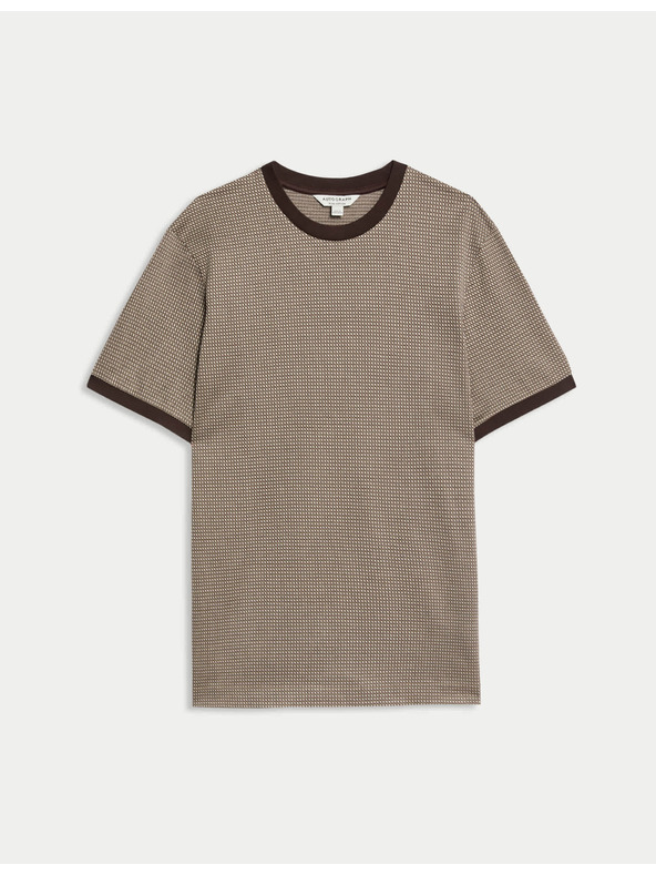 Marks & Spencer Jacquard póló 100% pamutból Marks & Spencer barna