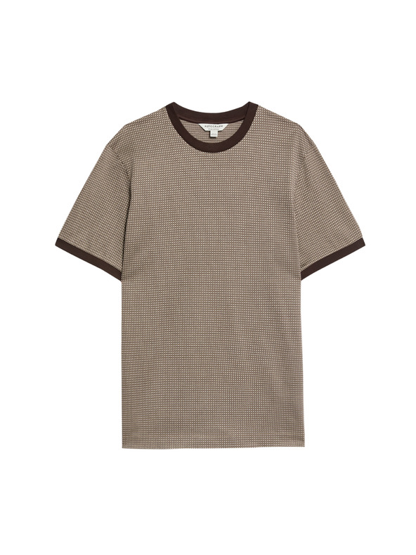 Marks & Spencer Jacquard póló 100% pamutból Marks & Spencer barna
