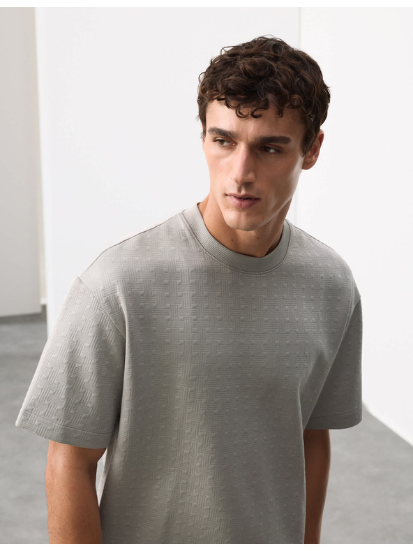 Marks & Spencer Jacquard Scuba póló magas pamuttartalommal Marks & Spencer szürke