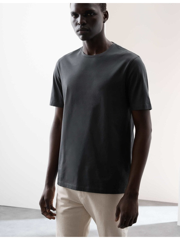 Marks & Spencer Prémium pamut póló, szűk szabás Marks & Spencer szürke