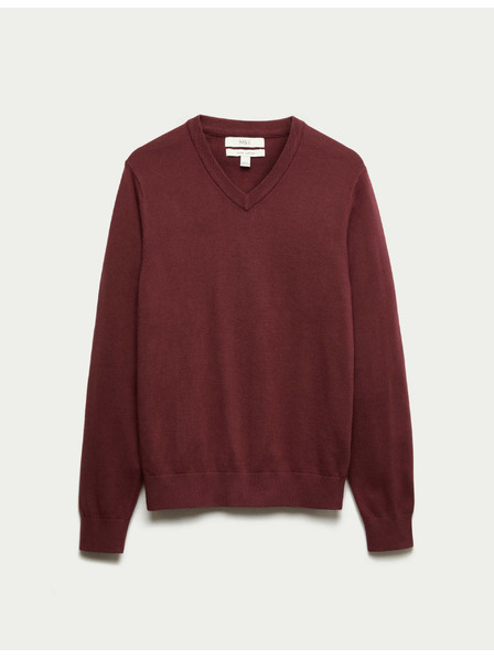 Marks & Spencer Tiszta pamut V-nyakú pulóver, Marks & Spencer piros