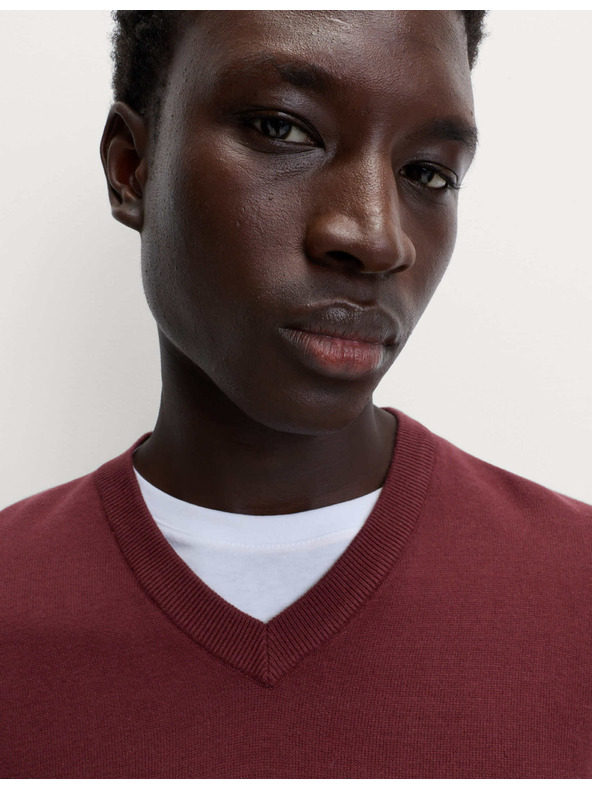 Marks & Spencer Tiszta pamut V-nyakú pulóver, Marks & Spencer piros