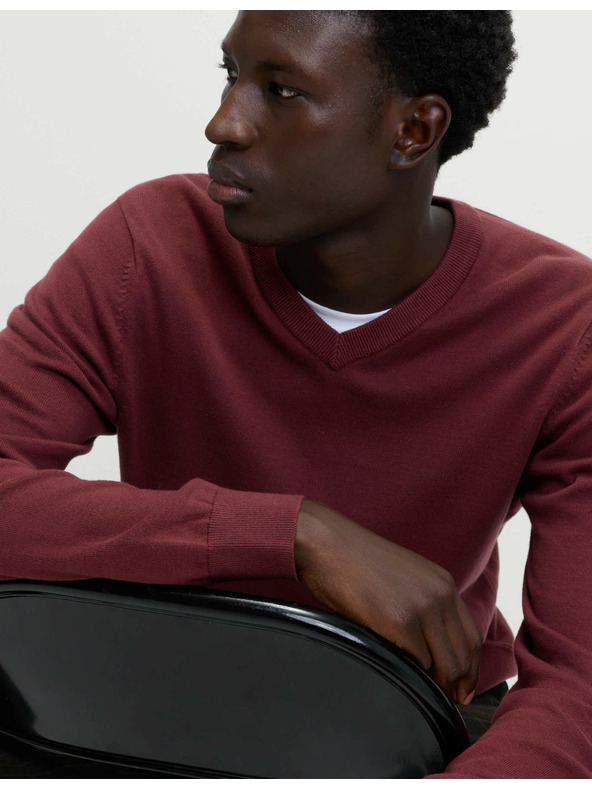 Marks & Spencer Tiszta pamut V-nyakú pulóver, Marks & Spencer piros