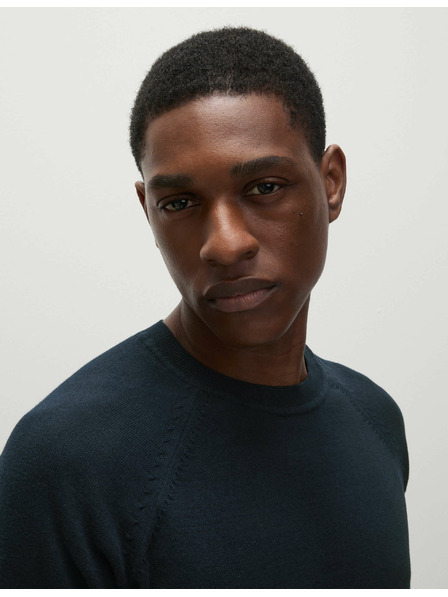 Marks & Spencer Nyakig érő nyakú pulóver tiszta pamutból, Marks & Spencer sötétkék