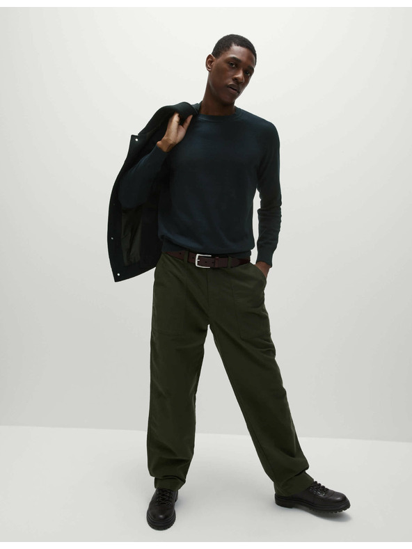 Marks & Spencer Nyakig érő nyakú pulóver tiszta pamutból, Marks & Spencer sötétkék