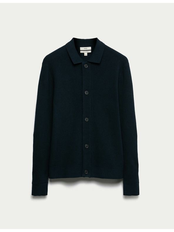 Marks & Spencer Kötött dzseki pamut keverékből, Marks & Spencer sötétkék