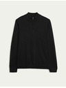 Marks & Spencer Rövid zipzáras pulóver tiszta extra finom merino gyapjúból, Marks & Spencer fekete