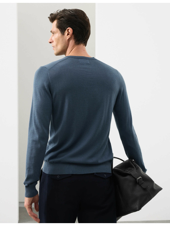 Marks & Spencer V-nyakú pulóver tiszta rendkívül finom merino gyapjúból, Marks & Spencer sötétkék