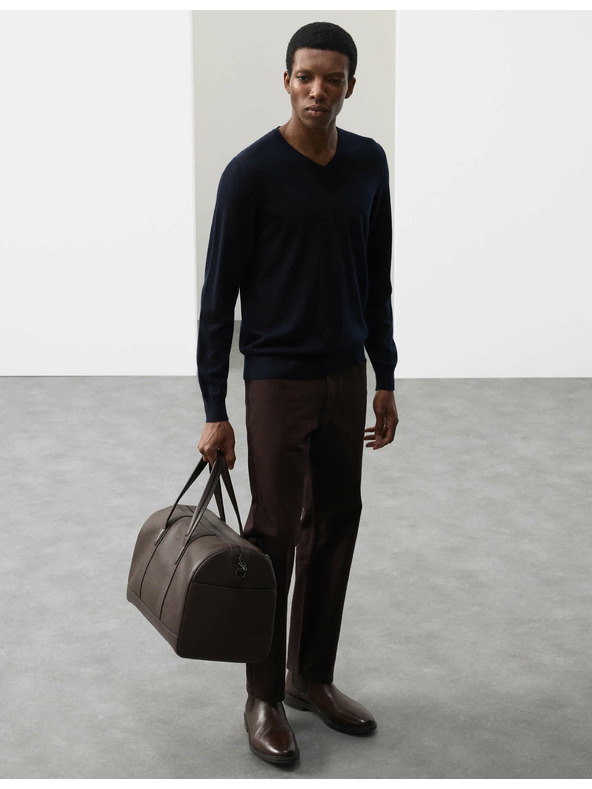 Marks & Spencer V-nyakú pulóver tiszta rendkívül finom merino gyapjúból, Marks & Spencer sötétkék