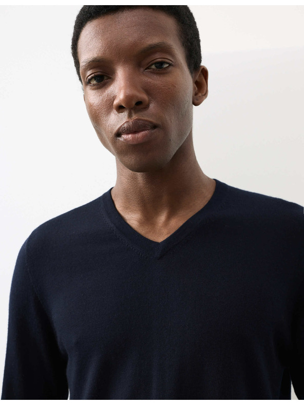 Marks & Spencer V-nyakú pulóver tiszta rendkívül finom merino gyapjúból, Marks & Spencer sötétkék