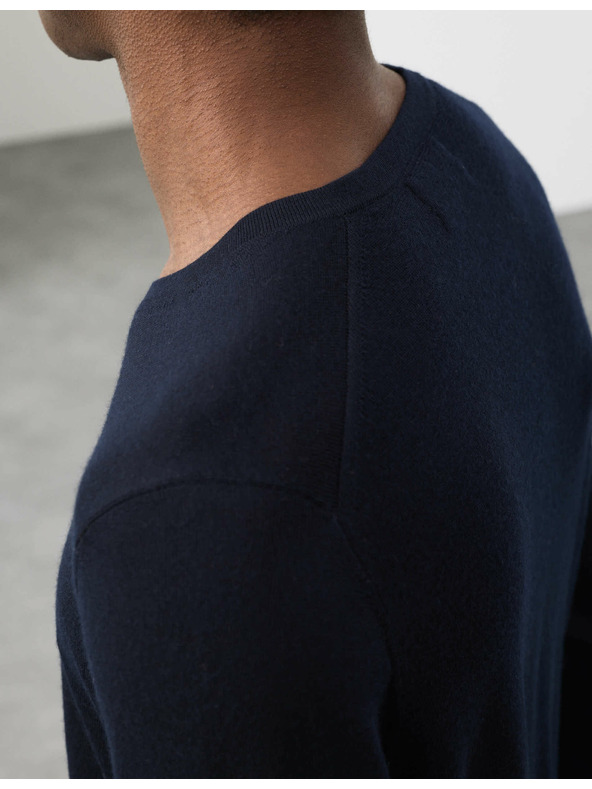 Marks & Spencer V-nyakú pulóver tiszta rendkívül finom merino gyapjúból, Marks & Spencer sötétkék