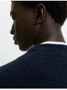 Marks & Spencer Marks & Spencer sötétkék bordázott nyakú pulóver rendkívül puha, gyapjúval kevert fonálból