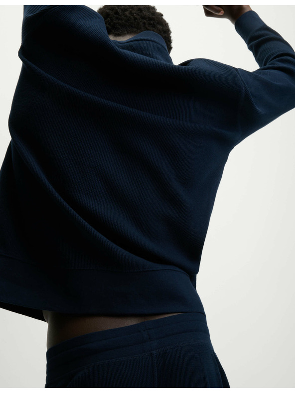 Marks & Spencer Domácí mikina z čisté bavlny s vaflovou texturou Marks & Spencer sötétkék