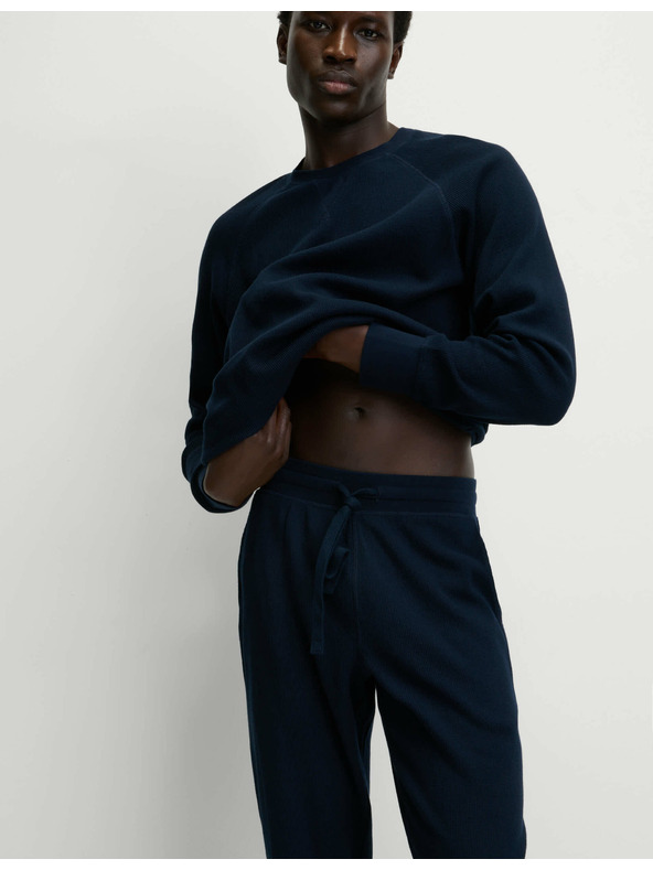 Marks & Spencer Domácí mikina z čisté bavlny s vaflovou texturou Marks & Spencer sötétkék