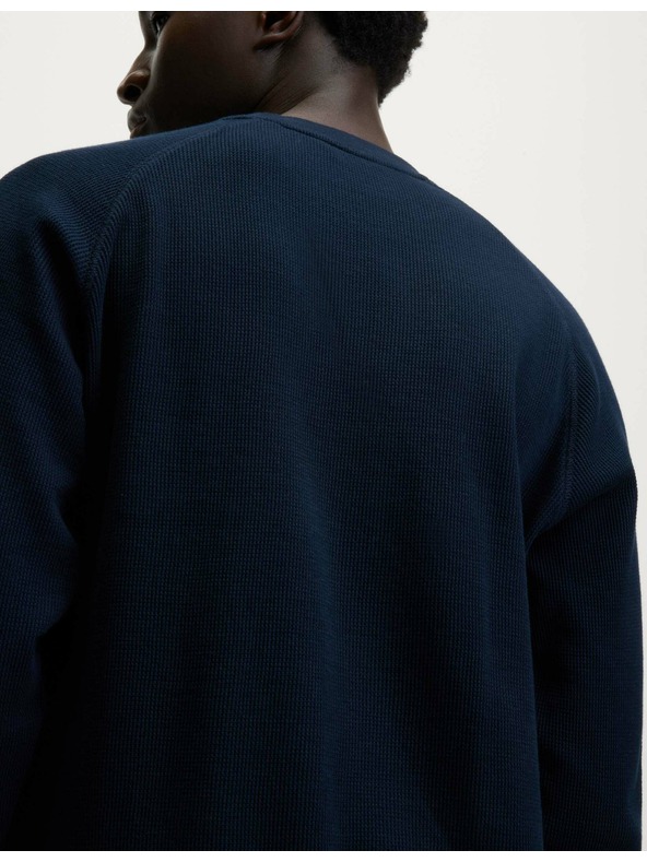 Marks & Spencer Domácí mikina z čisté bavlny s vaflovou texturou Marks & Spencer sötétkék