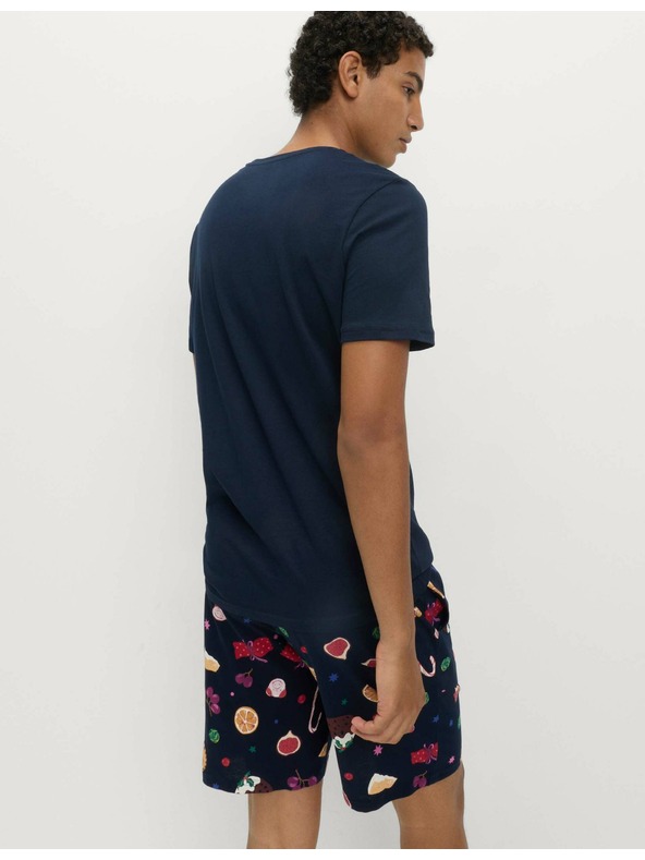 Marks & Spencer Marks & Spencer karácsonyi otthoni 100% pamut pizsama szett ételmintával tengerészkék