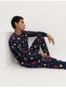 Marks & Spencer Marks & Spencer karácsonyi otthoni 100% pamut pizsama szett ételmintával tengerészkék