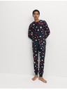 Marks & Spencer Marks & Spencer karácsonyi otthoni 100% pamut pizsama szett ételmintával tengerészkék