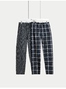 Marks & Spencer Kostkované pyžamové kalhoty z čisté bavlny, 2 ks v balení his Marks & Spencer sötétkék