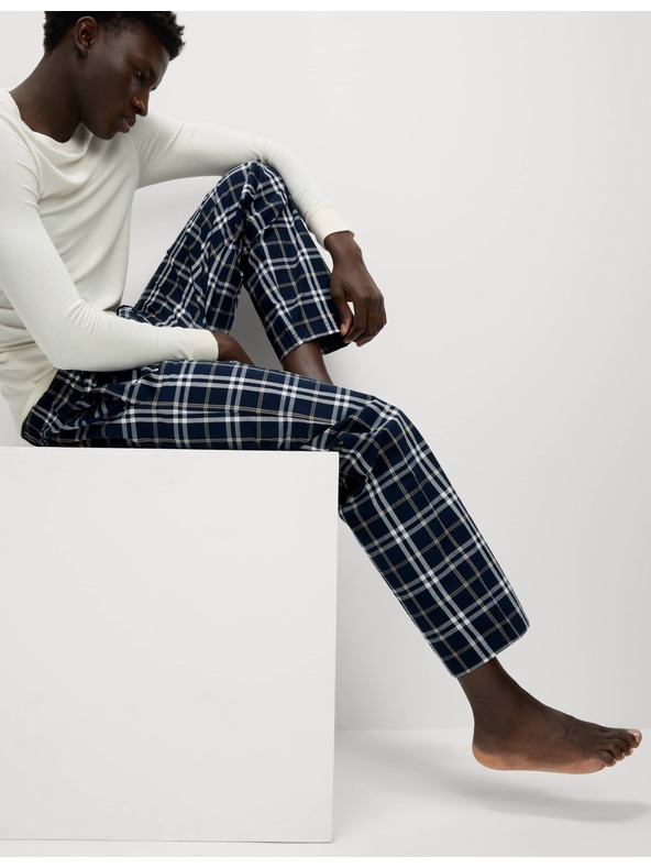Marks & Spencer Kostkované pyžamové kalhoty z čisté bavlny, 2 ks v balení his Marks & Spencer sötétkék