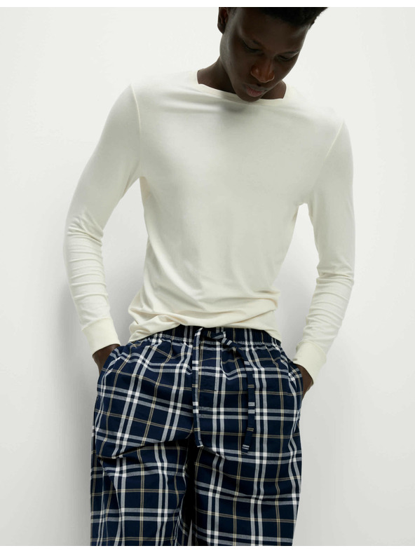 Marks & Spencer Kostkované pyžamové kalhoty z čisté bavlny, 2 ks v balení his Marks & Spencer sötétkék