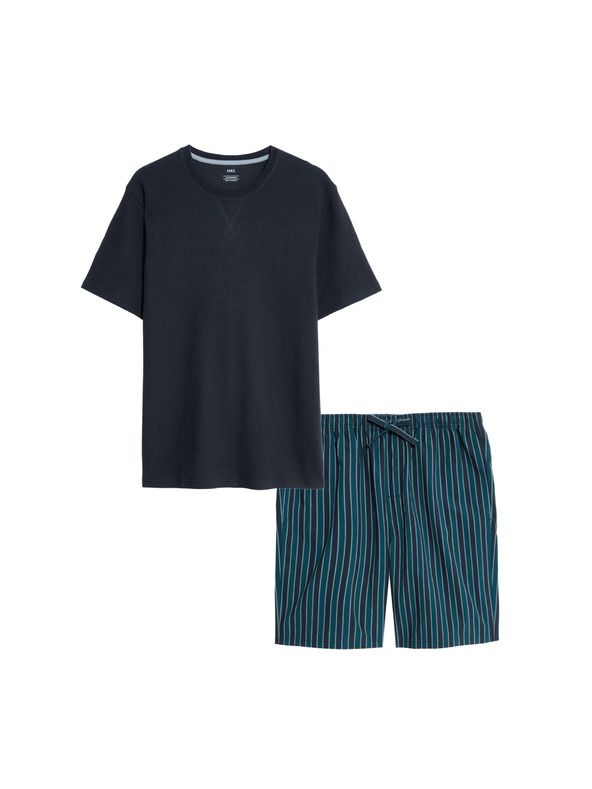 Marks & Spencer Pyžamová souprava z čisté bavlny s vaflovou texturou Marks & Spencer sötétkék