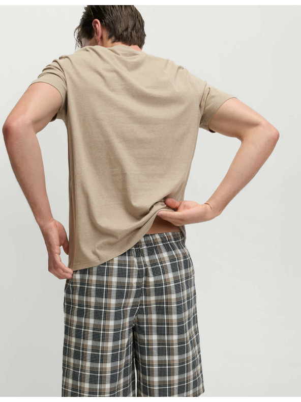 Marks & Spencer Neutrální kostkovaná pyžamová souprava z čisté bavlny Marks & Spencer krém