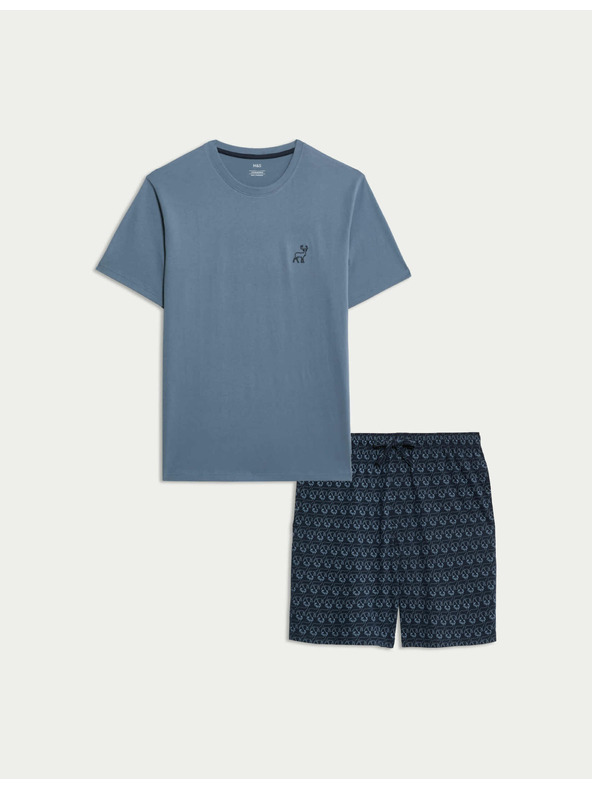 Marks & Spencer Pyžamová souprava z čisté bavlny s motivem jelena Marks & Spencer kék