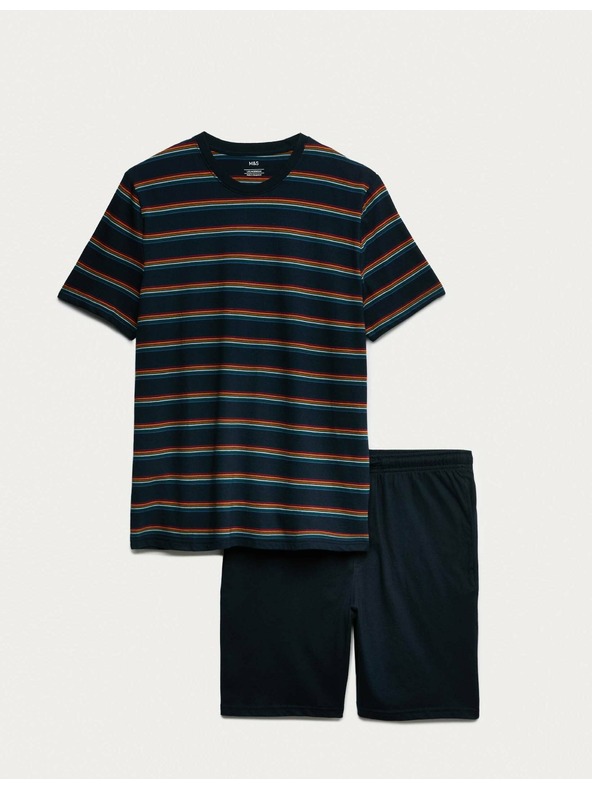 Marks & Spencer Pyžamová souprava s duhovými pruhy, z čisté bavlny Marks & Spencer sötétkék
