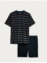 Marks & Spencer Pyžamová souprava s duhovými pruhy, z čisté bavlny Marks & Spencer sötétkék