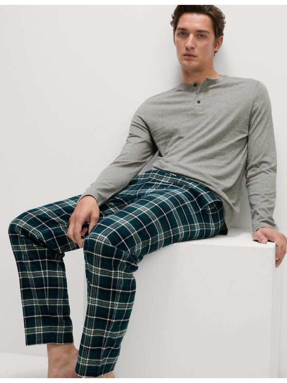 Marks & Spencer Kostkovaná pyžamová souprava z čisté bavlny s rozhalenkou Marks & Spencer szürke