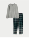 Marks & Spencer Kostkovaná pyžamová souprava z čisté bavlny s rozhalenkou Marks & Spencer szürke