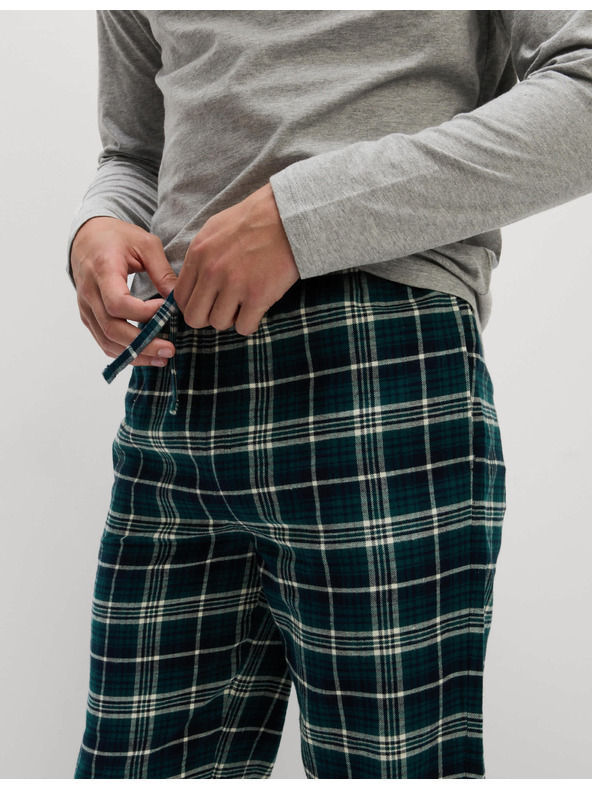 Marks & Spencer Kostkovaná pyžamová souprava z čisté bavlny s rozhalenkou Marks & Spencer szürke