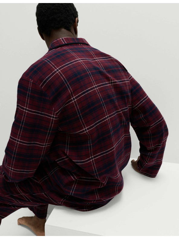 Marks & Spencer Károvaná pyžamová souprava z česané bavlny Marks & Spencer piros