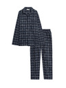 Marks & Spencer Károvaná pyžamová souprava z česané bavlny Marks & Spencer sötétkék