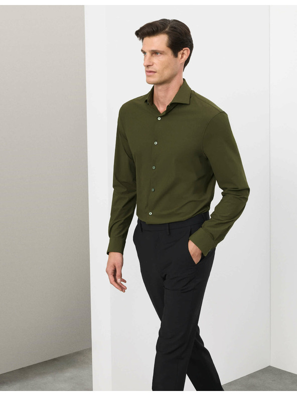 Marks & Spencer Marks & Spencer zöld, karcsúsított szabású stretch funkcionális ing