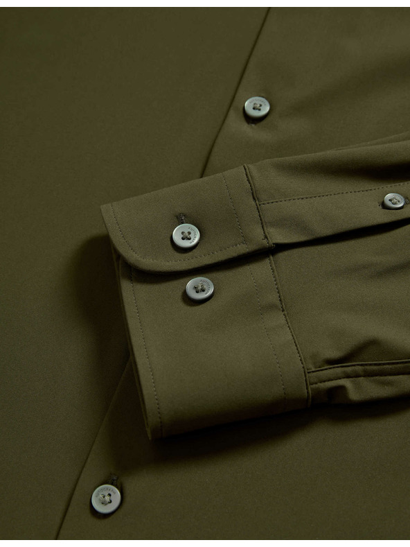 Marks & Spencer Marks & Spencer zöld, karcsúsított szabású stretch funkcionális ing