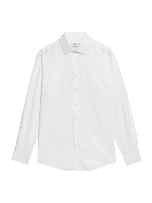 Marks & Spencer Marks & Spencer fehér, klasszikus szabású pamuting vasalást nem igénylő anyagból