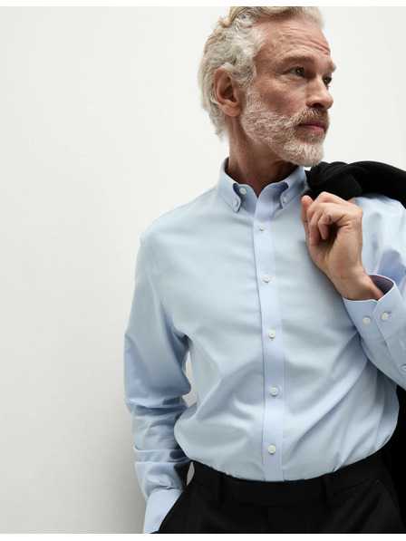 Marks & Spencer Marks & Spencer kék, klasszikus szabású 100% pamut ing vasalást nem igénylő anyagból