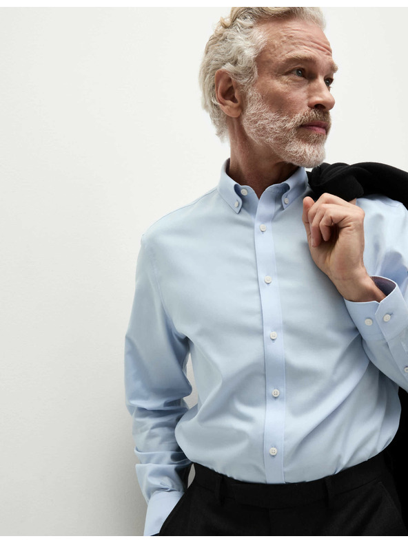 Marks & Spencer Marks & Spencer kék, klasszikus szabású 100% pamut ing vasalást nem igénylő anyagból