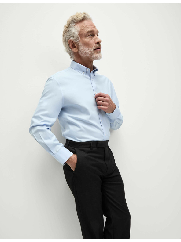 Marks & Spencer Marks & Spencer kék, klasszikus szabású 100% pamut ing vasalást nem igénylő anyagból