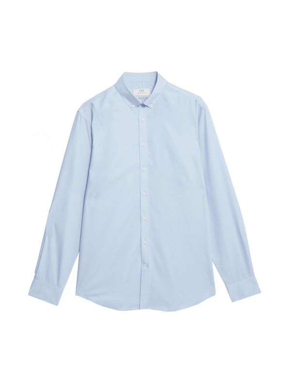 Marks & Spencer Marks & Spencer kék, klasszikus szabású 100% pamut ing vasalást nem igénylő anyagból