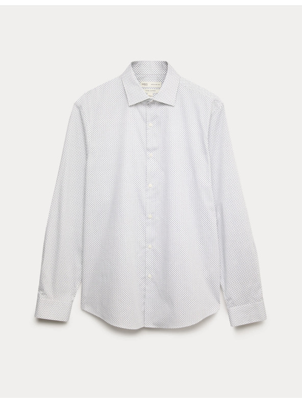 Marks & Spencer Marks & Spencer fehér, normál szabású mintás ing 100% pamutból