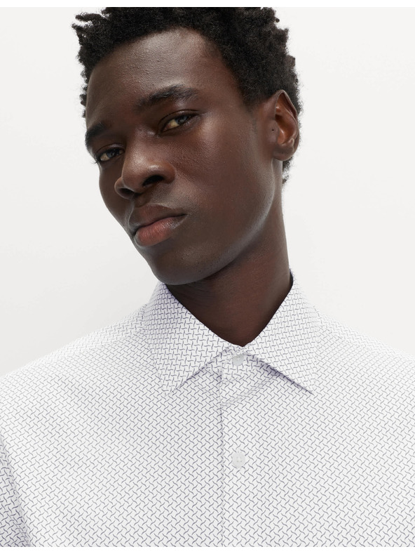 Marks & Spencer Marks & Spencer fehér, normál szabású mintás ing 100% pamutból