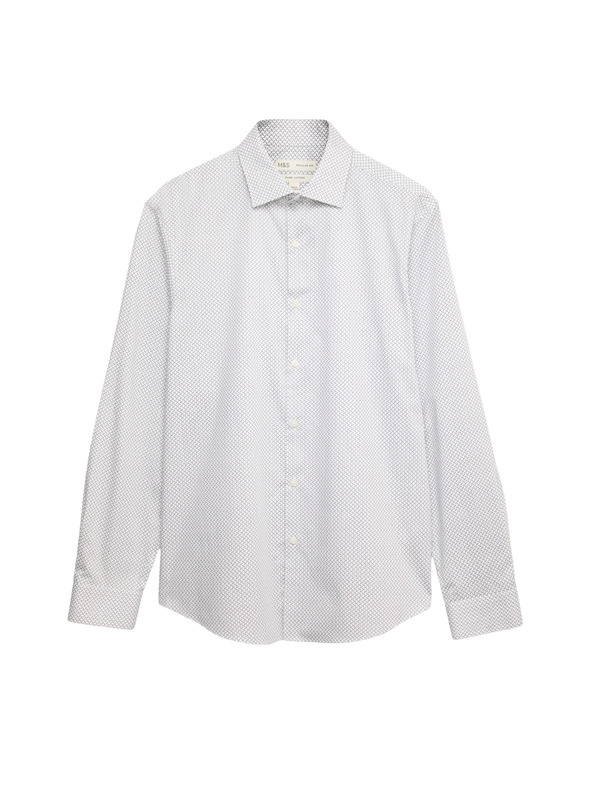 Marks & Spencer Marks & Spencer fehér, normál szabású mintás ing 100% pamutból