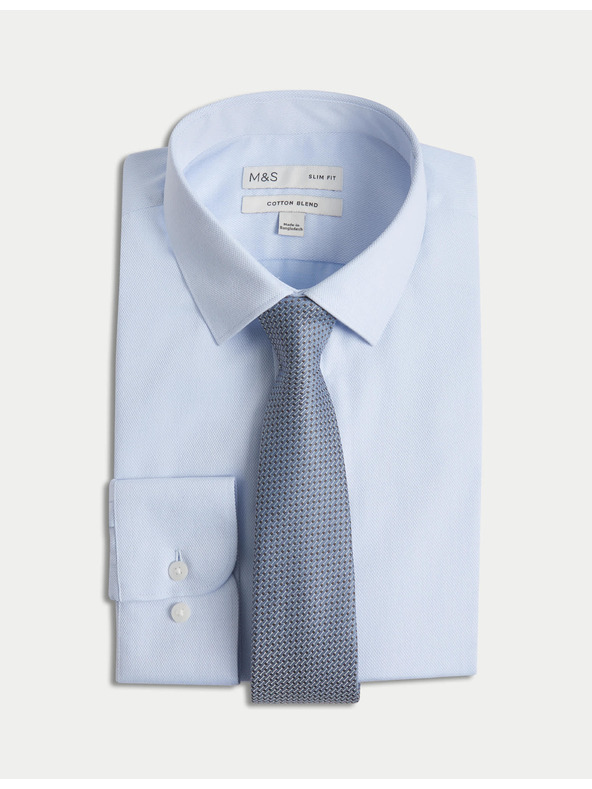 Marks & Spencer Marks & Spencer kék, keskeny szabású ing nyakkendővel, könnyen vasalható