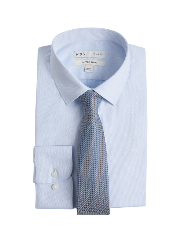 Marks & Spencer Marks & Spencer kék, keskeny szabású ing nyakkendővel, könnyen vasalható