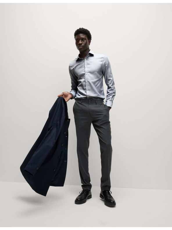 Marks & Spencer Marks & Spencer kék, keskeny szabású luxus ing 100% pamutból, textúrával