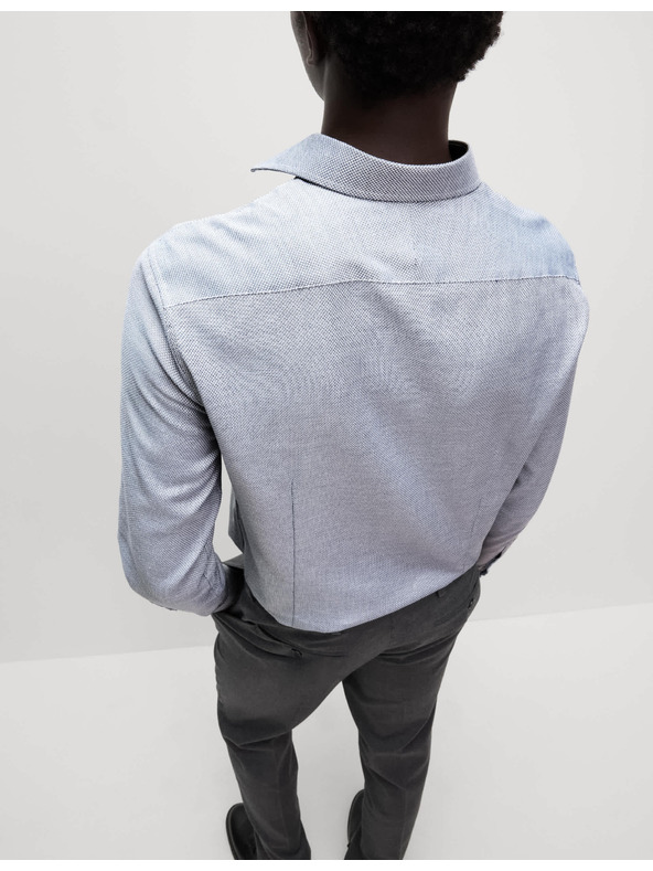 Marks & Spencer Marks & Spencer kék, keskeny szabású luxus ing 100% pamutból, textúrával